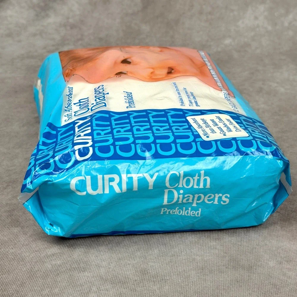 Curity Prefolded Cloth Diapers 12 Pack 100% Cotton Gauze White 14.5x20.5 Vintage